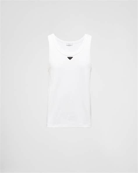 regata branca da prada|Blusa em jersey Branco .